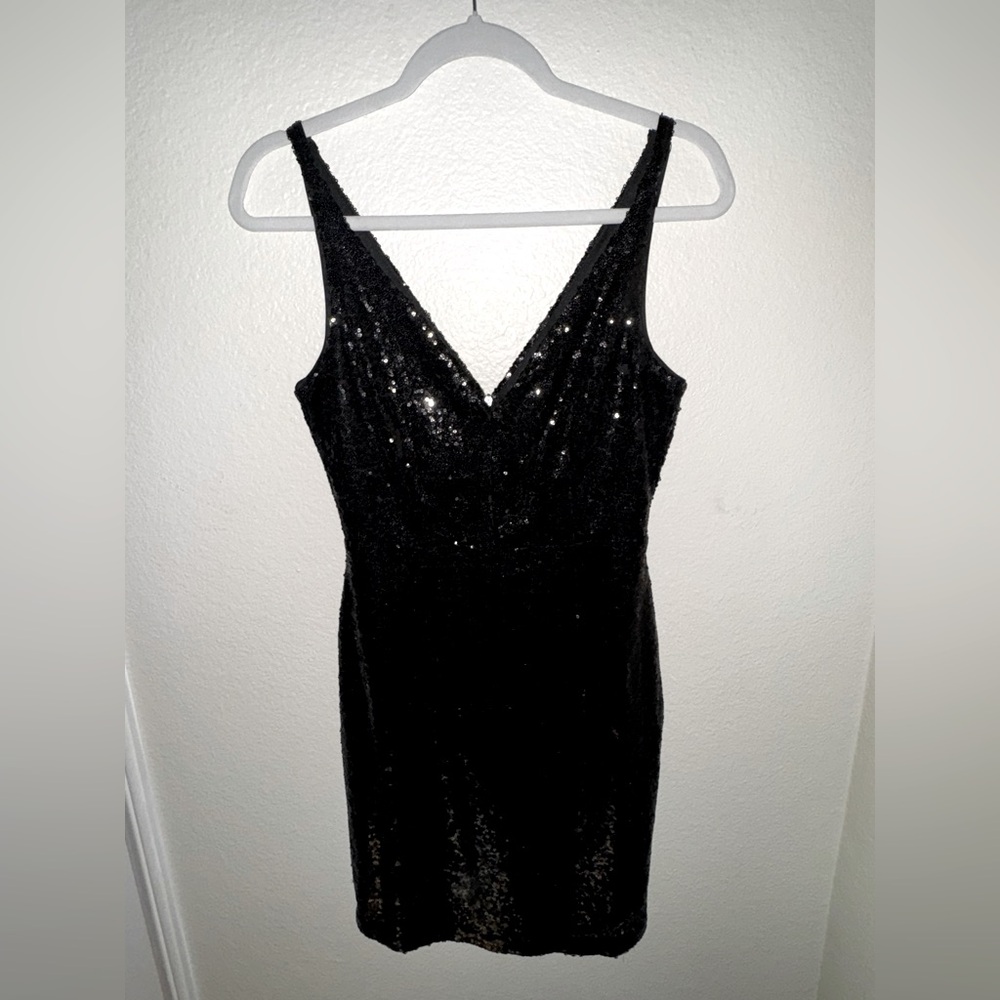 Lulus Black Sequin Mini Dress – Size: S